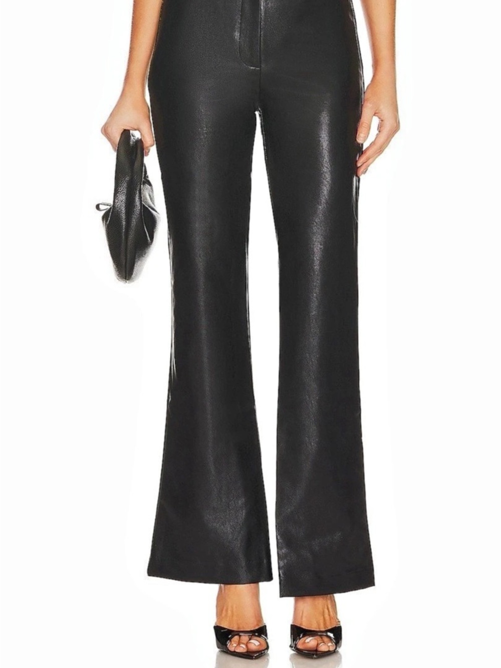 Bardot Black Faux Leather Flare Pants Like New